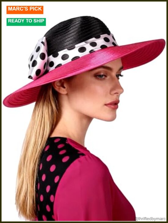 Women Wide Brim Patchwork Kentucky Fedora Hat with Big Bow